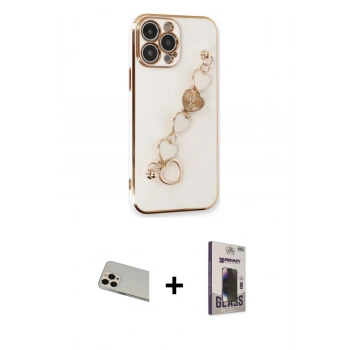 MARSİLYAN™- iPhone 13 Pro Max Kılıf Nova Işık Prime - Siyah Bilvis Hayalet Cam Ekran Koruyucu + Rainbow Kamera Lens Koruma Cam - REGD