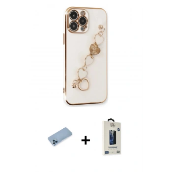 MARSİLYAN™- iPhone 13 Pro Max Kılıf Nova Işık Prime - Siyah Bilvis Hayalet Cam Ekran Koruyucu + Shine Kamera Lens Koruma Cam - MI