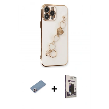 MARSİLYAN™- iPhone 13 Pro Max Kılıf Nova Işık Prime - Siyah Bilvis Hayalet Cam Ekran Koruyucu + Shine Kamera Lens Koruma Cam - PE