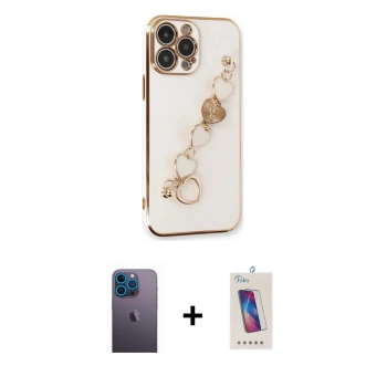 MARSİLYAN™- iPhone 13 Pro Max Kılıf Nova Işık Prime - Siyah Joko 5D Cam + Neon Fosforlu Kamera Lens - MI