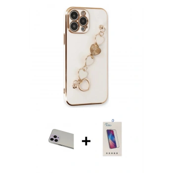 MARSİLYAN™- iPhone 13 Pro Max Kılıf Nova Işık Prime - Siyah Joko 5D Cam + Rainbow Kamera Lens Koruma Cam - MR