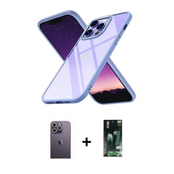 MARSİLYAN™- iPhone 13 Pro Max Kılıf Nova Işık Serisi - Şeffaf 360 Full Body Arka Koruyucu + Neon Fosforlu Kamera Lens - BZ
