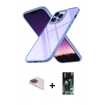 MARSİLYAN™- iPhone 13 Pro Max Kılıf Nova Işık Serisi - Şeffaf 360 Full Body Arka Koruyucu + Pers Alüminyum Kamera Lens - GI