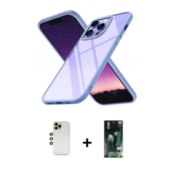 MARSİLYAN™- iPhone 13 Pro Max Kılıf Nova Işık Serisi - Şeffaf 360 Full Body Arka Koruyucu + Shine Kamera Lens - GD