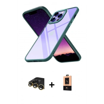 MARSİLYAN™- iPhone 13 Pro Max Kılıf Nova Işık Serisi - Şeffaf Maxco Cam Ekran Koruyucu + Raze Metal Kamera Lens - GD