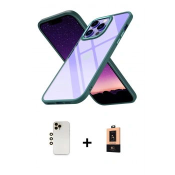 MARSİLYAN™- iPhone 13 Pro Max Kılıf Nova Işık Serisi - Şeffaf Maxco Cam Ekran Koruyucu + Shine Kamera Lens - GD