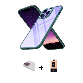 MARSİLYAN™- iPhone 13 Pro Max Kılıf Nova Işık Serisi - Şeffaf Maxco Cam Ekran Koruyucu + Pers Alüminyum Kamera Lens - GI
