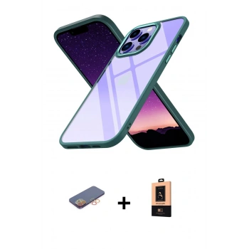 MARSİLYAN™- iPhone 13 Pro Max Kılıf Nova Işık Serisi - Şeffaf Maxco Cam Ekran Koruyucu + Renkli Kamera Lens Koruma Cam - TU