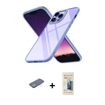 MARSİLYAN™- iPhone 13 Pro Max Kılıf Nova Işık Serisi - Siyah 6D Mat Seramik Hayalet Nano Ekran Koruyucu + Renkli Kamera Lens Koruma Cam - YL