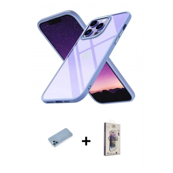 MARSİLYAN™- iPhone 13 Pro Max Kılıf Nova Işık Serisi - Siyah Bilvis 3D Cam Ekran Koruyucu + Shine Kamera Lens Koruma Cam - MI