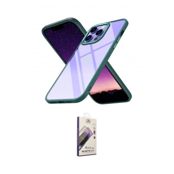 MARSİLYAN™- iPhone 13 Pro Max Kılıf Nova Işık Serisi - Siyah Bilvis 3D Mat Cam Ekran Koruyucu