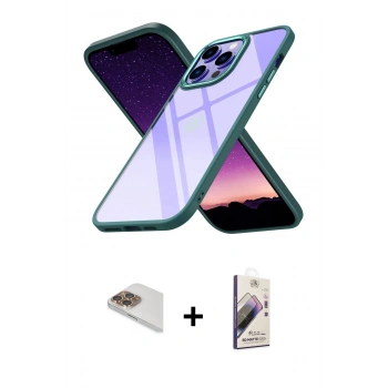 MARSİLYAN™- iPhone 13 Pro Max Kılıf Nova Işık Serisi - Siyah Bilvis 3D Mat Cam Ekran Koruyucu + Pers Alüminyum Kamera Lens - GD