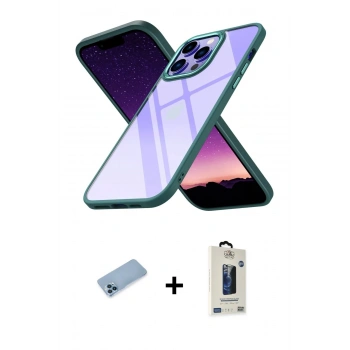 MARSİLYAN™- iPhone 13 Pro Max Kılıf Nova Işık Serisi - Siyah Bilvis Hayalet Cam Ekran Koruyucu + Shine Kamera Lens Koruma Cam - MI
