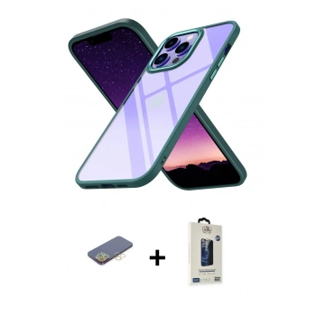 MARSİLYAN™- iPhone 13 Pro Max Kılıf Nova Işık Serisi - Siyah Bilvis Hayalet Cam Ekran Koruyucu + Renkli Kamera Lens Koruma Cam - SI