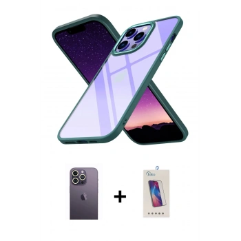MARSİLYAN™- iPhone 13 Pro Max Kılıf Nova Işık Serisi - Siyah Joko 5D Cam + Neon Fosforlu Kamera Lens - BZ