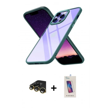 MARSİLYAN™- iPhone 13 Pro Max Kılıf Nova Işık Serisi - Siyah Joko 5D Cam + Raze Metal Kamera Lens - GD