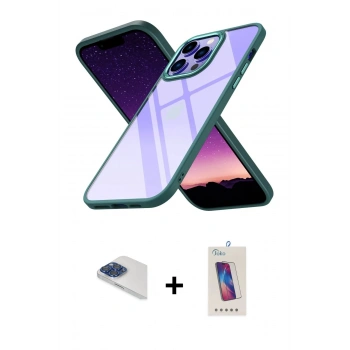MARSİLYAN™- iPhone 13 Pro Max Kılıf Nova Işık Serisi - Siyah Joko 5D Cam + Pers Alüminyum Kamera Lens - LT