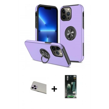 MARSİLYAN™- iPhone 13 Pro Max Kılıf Odak Form Prime - Şeffaf 360 Full Body Arka Koruyucu + Rainbow Kamera Lens Koruma Cam - MR