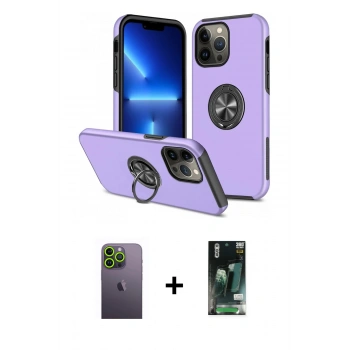 MARSİLYAN™- iPhone 13 Pro Max Kılıf Odak Form Prime - Şeffaf 360 Full Body Arka Koruyucu + Neon Fosforlu Kamera Lens - YL