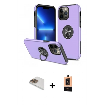 MARSİLYAN™- iPhone 13 Pro Max Kılıf Odak Form Prime - Şeffaf Maxco Cam Ekran Koruyucu + Pers Alüminyum Kamera Lens - GD