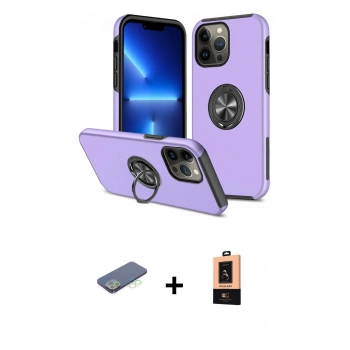 MARSİLYAN™- iPhone 13 Pro Max Kılıf Odak Form Prime - Şeffaf Maxco Cam Ekran Koruyucu + Renkli Kamera Lens Koruma Cam - YL