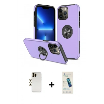 MARSİLYAN™- iPhone 13 Pro Max Kılıf Odak Form Prime - Şeffaf Pasifik Cam Ekran Koruyucu + Shine Kamera Lens - GD