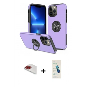 MARSİLYAN™- iPhone 13 Pro Max Kılıf Odak Form Prime - Şeffaf Pasifik Cam Ekran Koruyucu + Pers Alüminyum Kamera Lens - KI