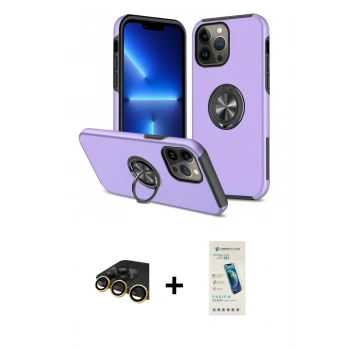 MARSİLYAN™- iPhone 13 Pro Max Kılıf Odak Form Prime - Şeffaf Pasifik Cam Ekran Koruyucu + Raze Metal Kamera Lens - GD