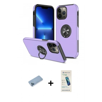 MARSİLYAN™- iPhone 13 Pro Max Kılıf Odak Form Prime - Şeffaf Pasifik Cam Ekran Koruyucu + Shine Kamera Lens Koruma Cam - MI