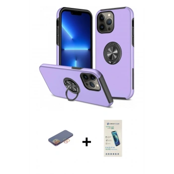 MARSİLYAN™- iPhone 13 Pro Max Kılıf Odak Form Prime - Şeffaf Pasifik Cam Ekran Koruyucu + Renkli Kamera Lens Koruma Cam - TU