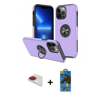 MARSİLYAN™- iPhone 13 Pro Max Kılıf Odak Form Prime - Siyah 18D Cam Ekran Koruyucu + Pers Alüminyum Kamera Lens - KI