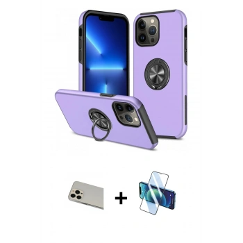 MARSİLYAN™- iPhone 13 Pro Max Kılıf Odak Form Prime - Siyah 3D Antistatik Cam Ekran Koruyucu + Rainbow Kamera Lens Koruma Cam - REGD