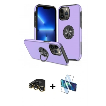 MARSİLYAN™- iPhone 13 Pro Max Kılıf Odak Form Prime - Siyah 3D Antistatik Cam Ekran Koruyucu + Raze Metal Kamera Lens - GD