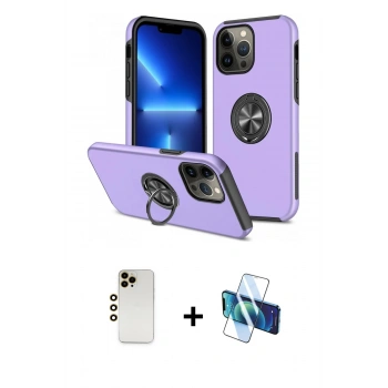 MARSİLYAN™- iPhone 13 Pro Max Kılıf Odak Form Prime - Siyah 3D Antistatik Cam Ekran Koruyucu + Shine Kamera Lens - GD