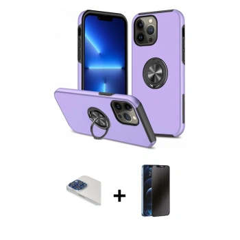MARSİLYAN™- iPhone 13 Pro Max Kılıf Odak Form Prime - Siyah 3D Antistatik Hayalet Cam Ekran Koruyucu + Pers Alüminyum Kamera Lens - LT