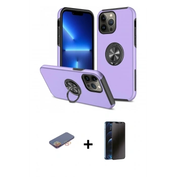 MARSİLYAN™- iPhone 13 Pro Max Kılıf Odak Form Prime - Siyah 3D Antistatik Hayalet Cam Ekran Koruyucu + Renkli Kamera Lens Koruma Cam - TU