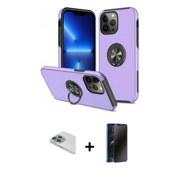 MARSİLYAN™- iPhone 13 Pro Max Kılıf Odak Form Prime - Siyah 3D Antistatik Hayalet Cam Ekran Koruyucu + Pers Alüminyum Kamera Lens - SABE