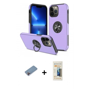 MARSİLYAN™- iPhone 13 Pro Max Kılıf Odak Form Prime - Siyah 6D Mat Seramik Hayalet Nano Ekran Koruyucu + Shine Kamera Lens Koruma Cam - PE
