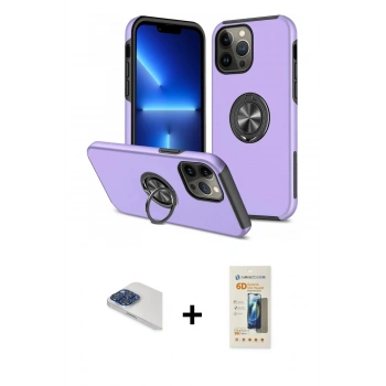 MARSİLYAN™- iPhone 13 Pro Max Kılıf Odak Form Prime - Siyah 6D Mat Seramik Hayalet Nano Ekran Koruyucu + Pers Alüminyum Kamera Lens - LT