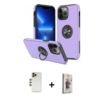 MARSİLYAN™- iPhone 13 Pro Max Kılıf Odak Form Prime - Siyah Bilvis 3D Cam Ekran Koruyucu + Shine Kamera Lens - GD