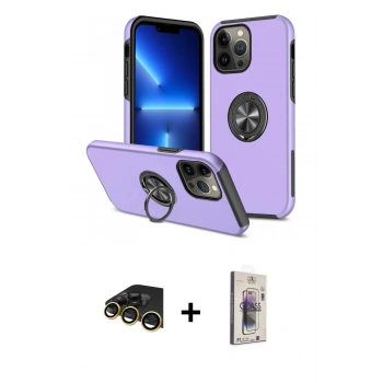 MARSİLYAN™- iPhone 13 Pro Max Kılıf Odak Form Prime - Siyah Bilvis 3D Cam Ekran Koruyucu + Raze Metal Kamera Lens - GD