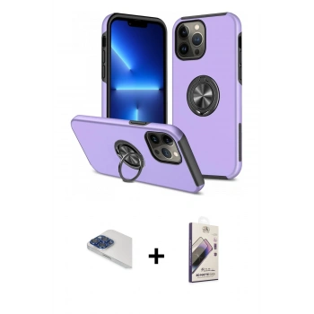 MARSİLYAN™- iPhone 13 Pro Max Kılıf Odak Form Prime - Siyah Bilvis 3D Mat Cam Ekran Koruyucu + Pers Alüminyum Kamera Lens - LT
