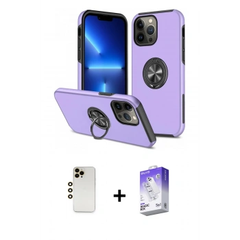 MARSİLYAN™- iPhone 13 Pro Max Kılıf Odak Form Prime - Siyah Bilvis 5in1 3D Magic Cam Ekran Koruyucu + Shine Kamera Lens - GD