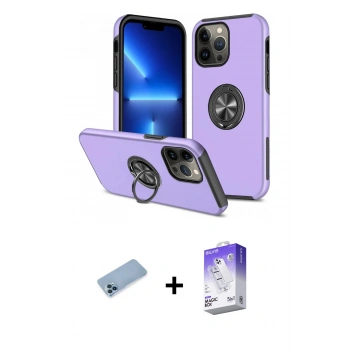 MARSİLYAN™- iPhone 13 Pro Max Kılıf Odak Form Prime - Siyah Bilvis 5in1 3D Magic Cam Ekran Koruyucu + Shine Kamera Lens Koruma Cam - MI