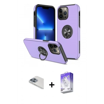 MARSİLYAN™- iPhone 13 Pro Max Kılıf Odak Form Prime - Siyah Bilvis 5in1 3D Magic Cam Ekran Koruyucu + Pers Alüminyum Kamera Lens - SABE