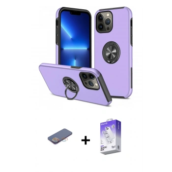 MARSİLYAN™- iPhone 13 Pro Max Kılıf Odak Form Prime - Siyah Bilvis 5in1 3D Magic Cam Ekran Koruyucu + Renkli Kamera Lens Koruma Cam - PE