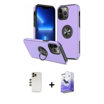 MARSİLYAN™- iPhone 13 Pro Max Kılıf Odak Form Prime - Siyah Bilvis 5in1 5D Magic Hayalet Cam Ekran Koruyucu + Shine Kamera Lens - GD