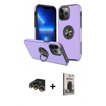 MARSİLYAN™- iPhone 13 Pro Max Kılıf Odak Form Prime - Siyah Bilvis Hayalet Cam Ekran Koruyucu + Raze Metal Kamera Lens - GD
