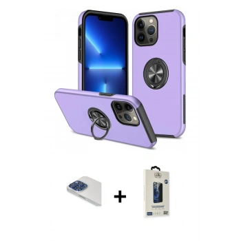 MARSİLYAN™- iPhone 13 Pro Max Kılıf Odak Form Prime - Siyah Bilvis Hayalet Cam Ekran Koruyucu + Pers Alüminyum Kamera Lens - LT