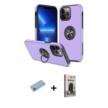 MARSİLYAN™- iPhone 13 Pro Max Kılıf Odak Form Prime - Siyah Bilvis Hayalet Cam Ekran Koruyucu + Shine Kamera Lens Koruma Cam - MI